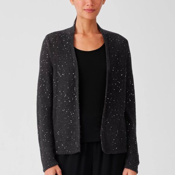 NWT Eileen Fisher Merino Sequin Cardigan-Z3 - Picture 1 of 6